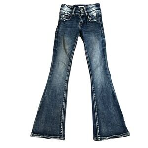 BKE YOUTH Size 7 Girl's FLARE Blue Jeans Denim Medium Wash Adjustable Waist